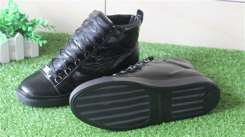 Super Perfect Balenciaga Arena Leather Black High Sneakers